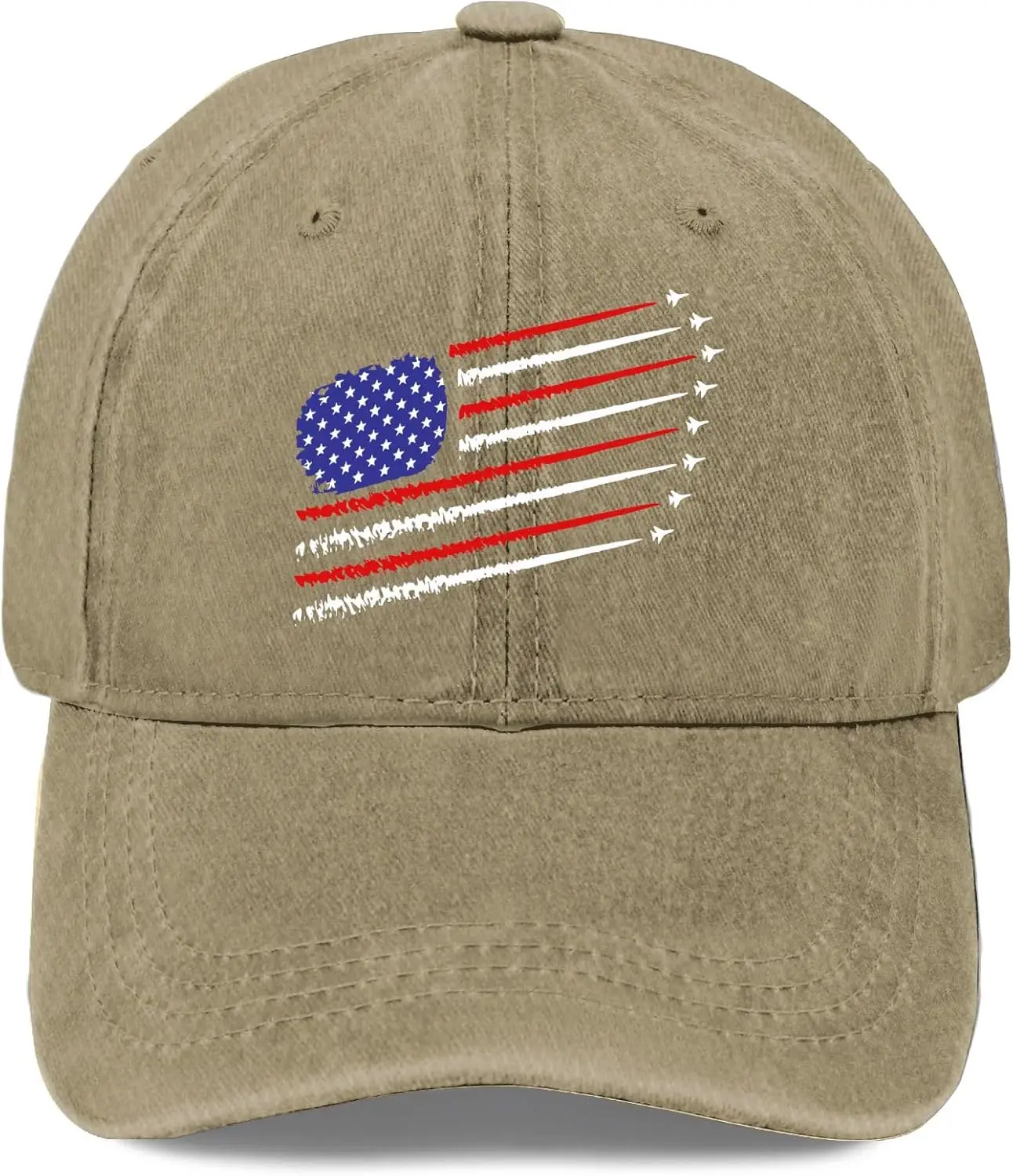 Сделано в США Американский флаг Fighter Jets 4 июля 1776 Шляпы Хлопковые мытые 3 бейсболки Регулируемые