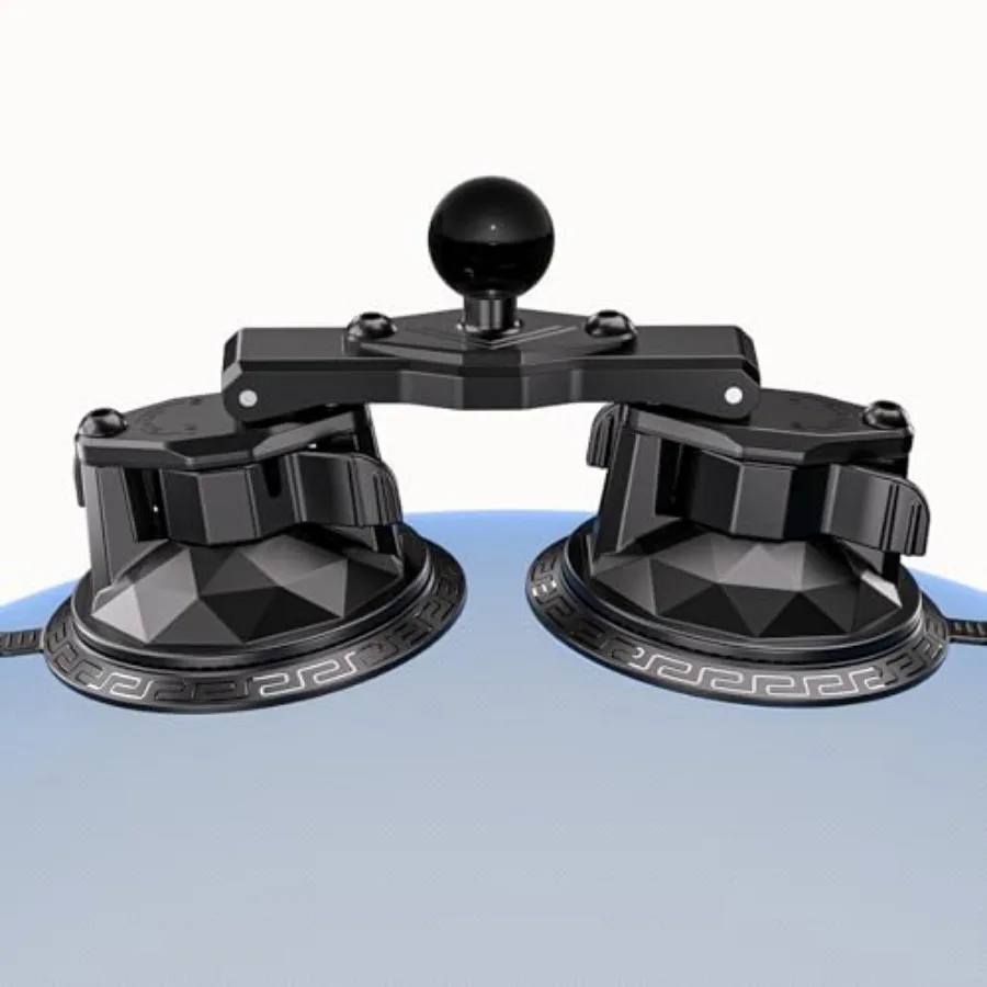

Double Suction Cup Mount with 1 Inch Ball, Twist-Lock Dual Suction Cup Base Compatible with RAM Mounts B Size 1" Ball Double So