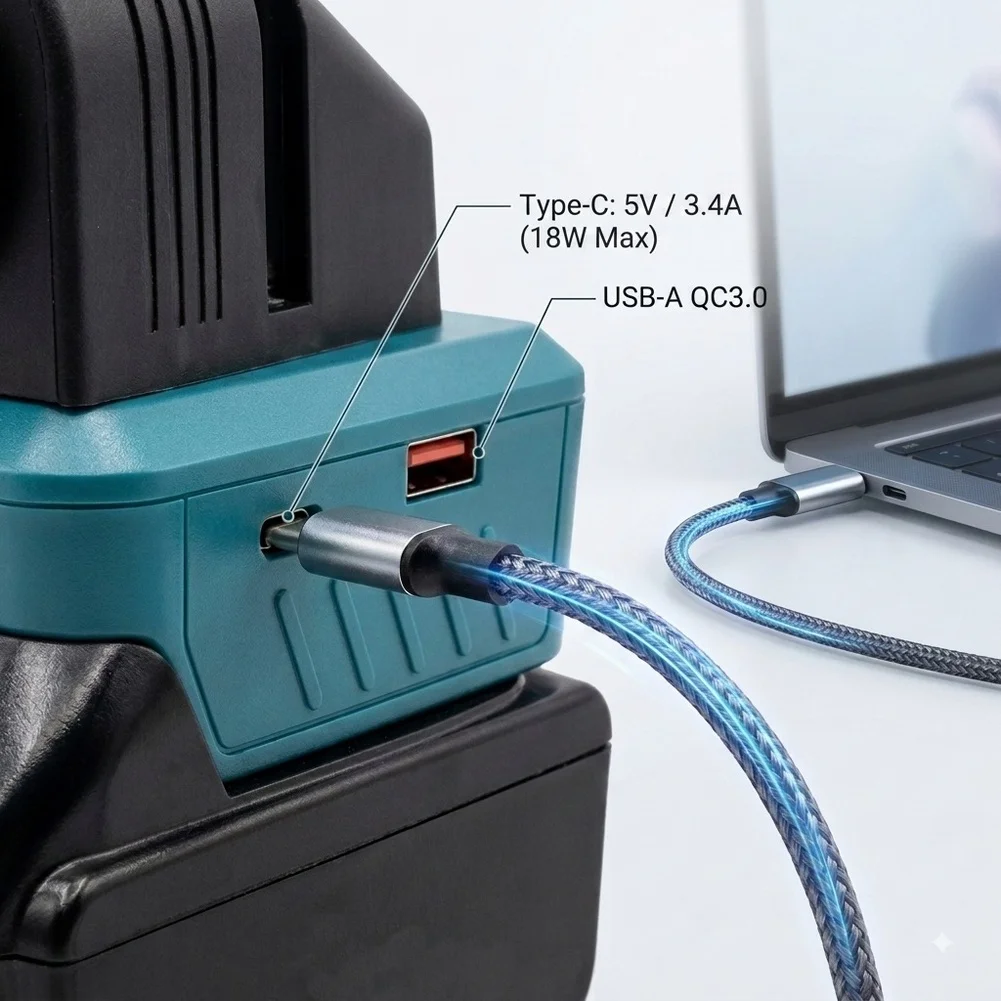 15-21V Power Adapter For 18V Lithium Battery BL1815 BL1830 BL1840 With-Fast USB Charging For Home And Garden Tools