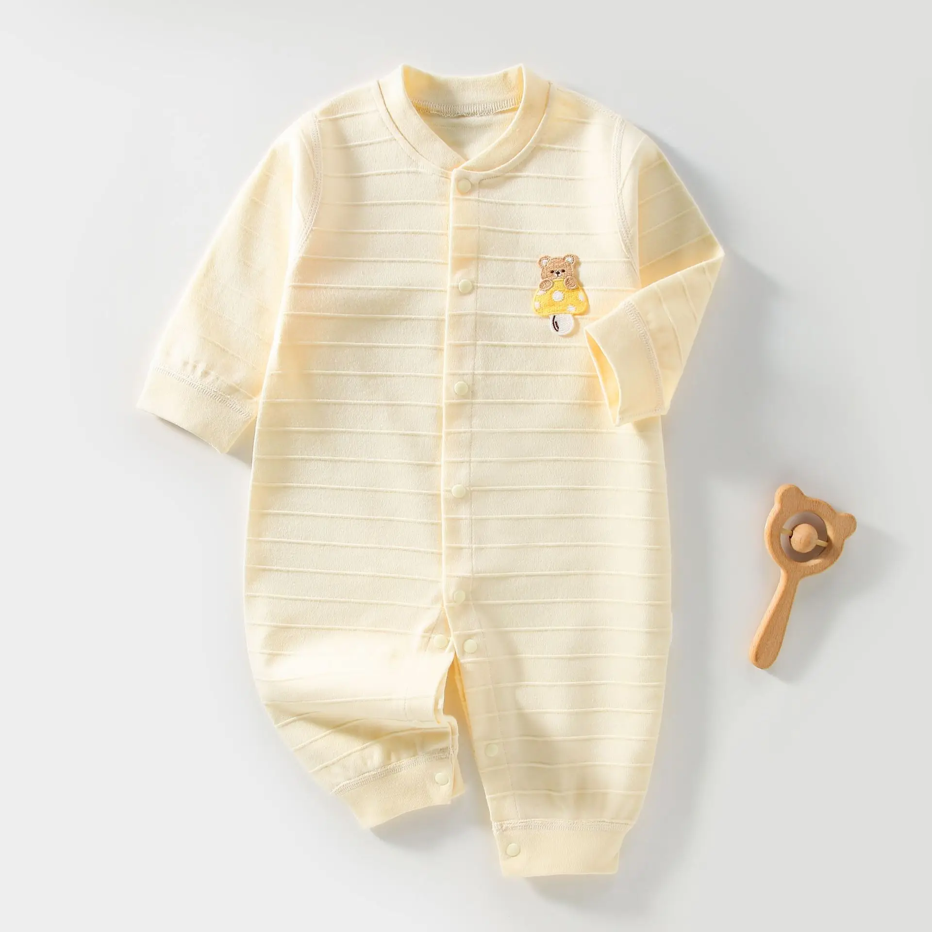 Somenie Newborn Onesie Cotton Boneless Spring and Autumn Baby Pajamas Long Sleeve Bottom Shirt Romper Baby Climbing Clothing
