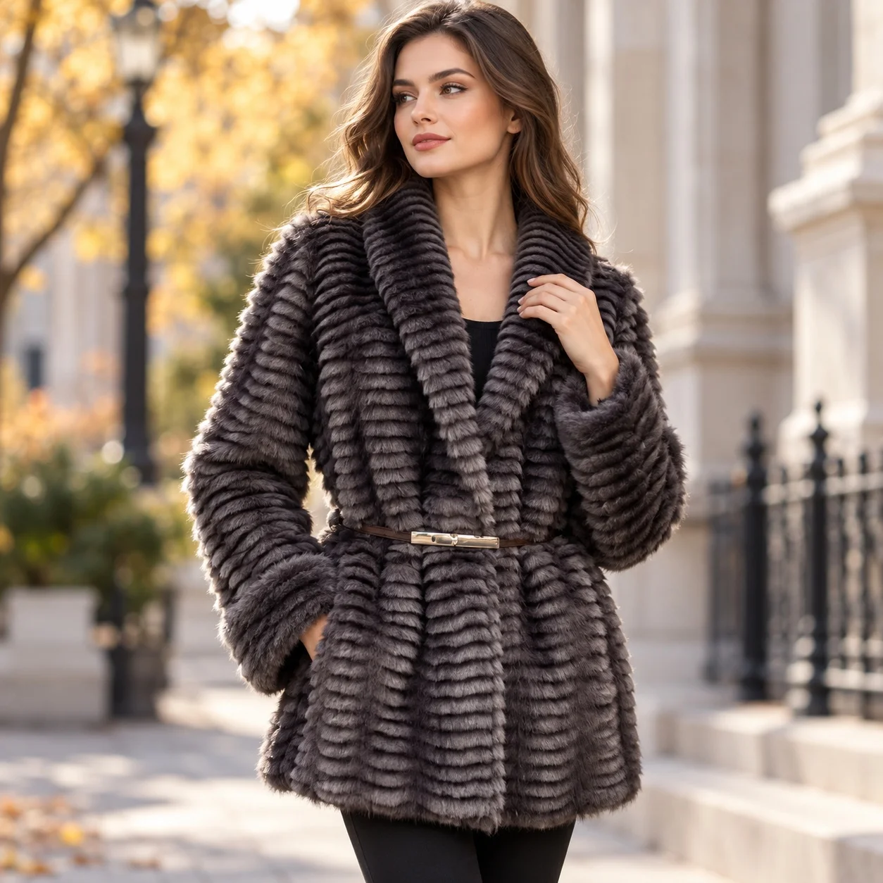 V Neck Regular Sleeve Coat Regular Fit Elegant Commuting with Casual No Hood Long Sleeve Mid Length Autumn Jacket Women Coat