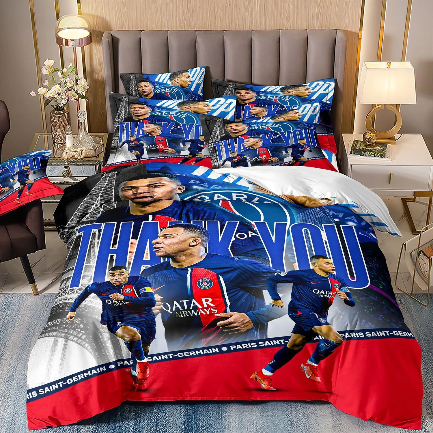 Soccer Star Kylian Mbappe Bedding Set 3D Printed Duvet Cover&Pillowcase 2/3 Pcs Single Double Queen King Size Quilt Cover