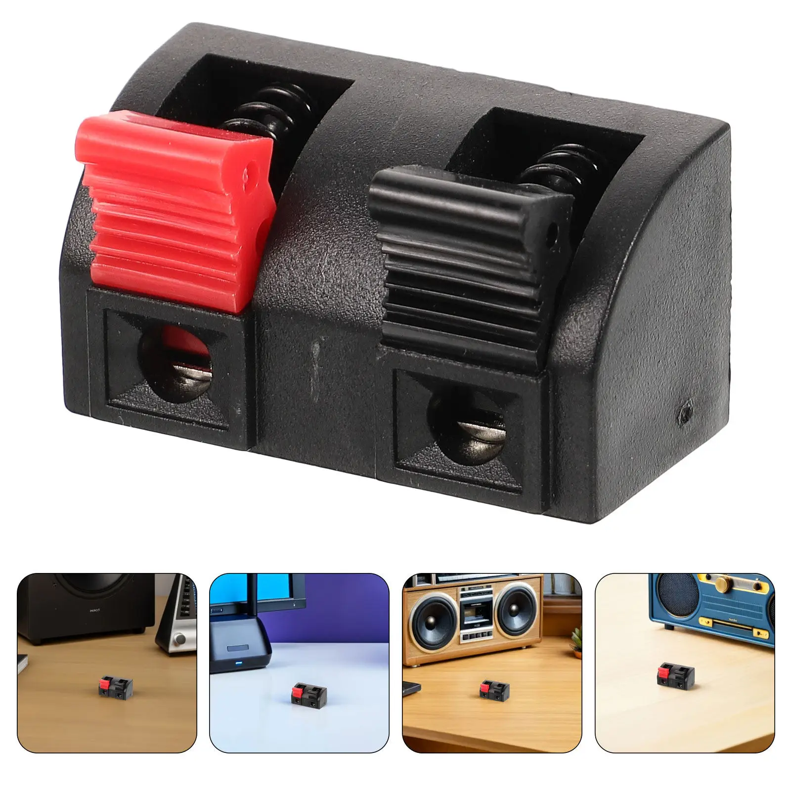 

16Pcs Speaker Terminal Clips 2-Pin Push Release Spring Clamp Connectors Wire Terminals for Stage Home Audio Stereo Sound Wire
