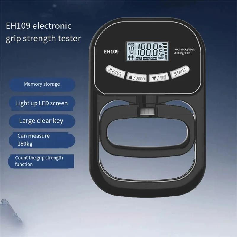 396ポンド/180キロ握力テスターデジタルハンドダイナモメーターメーターUSB LCDスクリーンハンドグリップ
