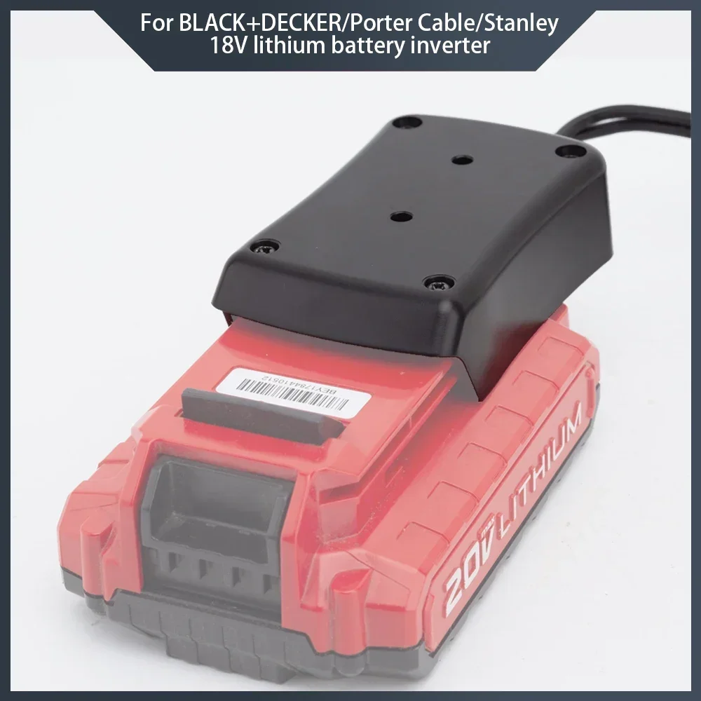 200W Max For BLACK+DECKER/Porter Cable/Stanley 18V Lithium Battery Inverter Built-in Switch and USB interface