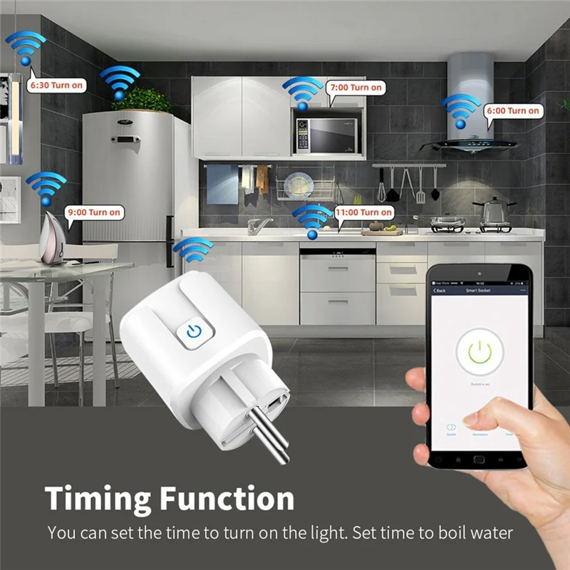 

B29C-Matter Wi-Fi Smart Socket 16A Wi-Fi Smart Plug с дистанционным управлением через приложение для мониторинга мощности работает с Alexa Google EU Plug