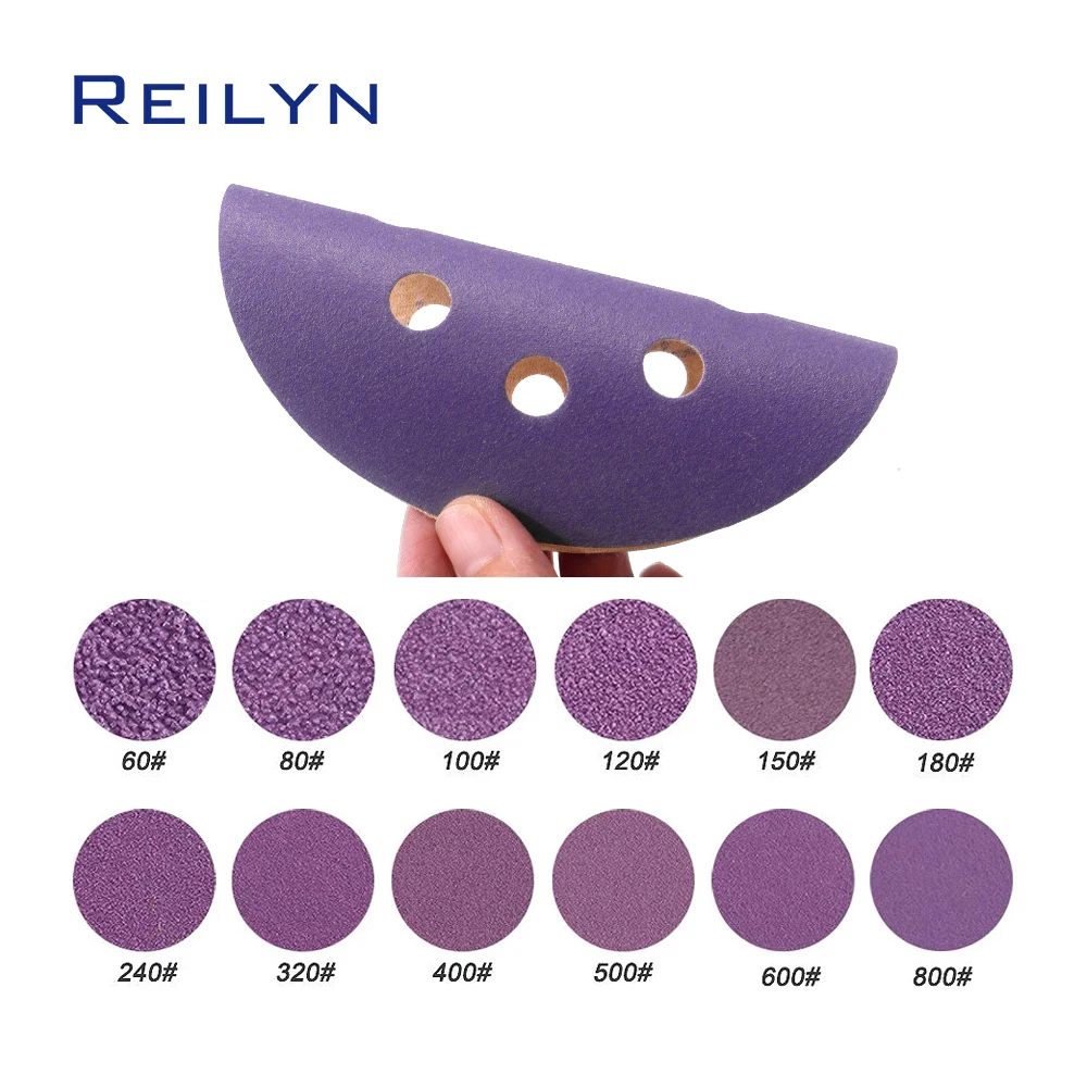 30Pcs 6inch 9holes Sandpaper 240/600/800 Grit Flock Sanding Disc for Random Orbital Sander Grinding Burr Surface Car Wood Metal