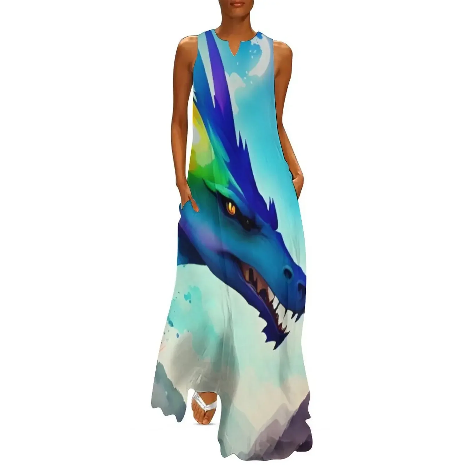 

Fantasy Watercolor Dragon Long Dress Long dress woman evening dress women womens korean style