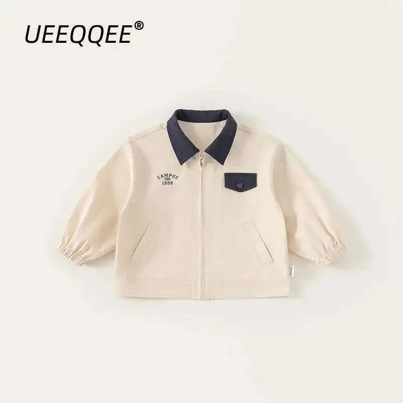 

Spring Autumn Children Jackets 1-10Y Boys Cotton Patchwork Letter Casual Coat Korean Tops Toddler Outerwear For Kids Clothes New