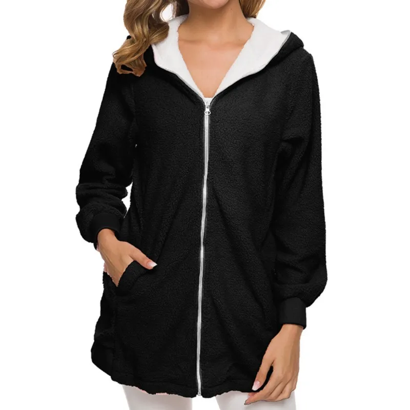 2026 New Women's Autumn/Winter Thick Coat Solid Color Hoodie With Velvet Warm And Casual Versatile Fashionable Comfortable Coat