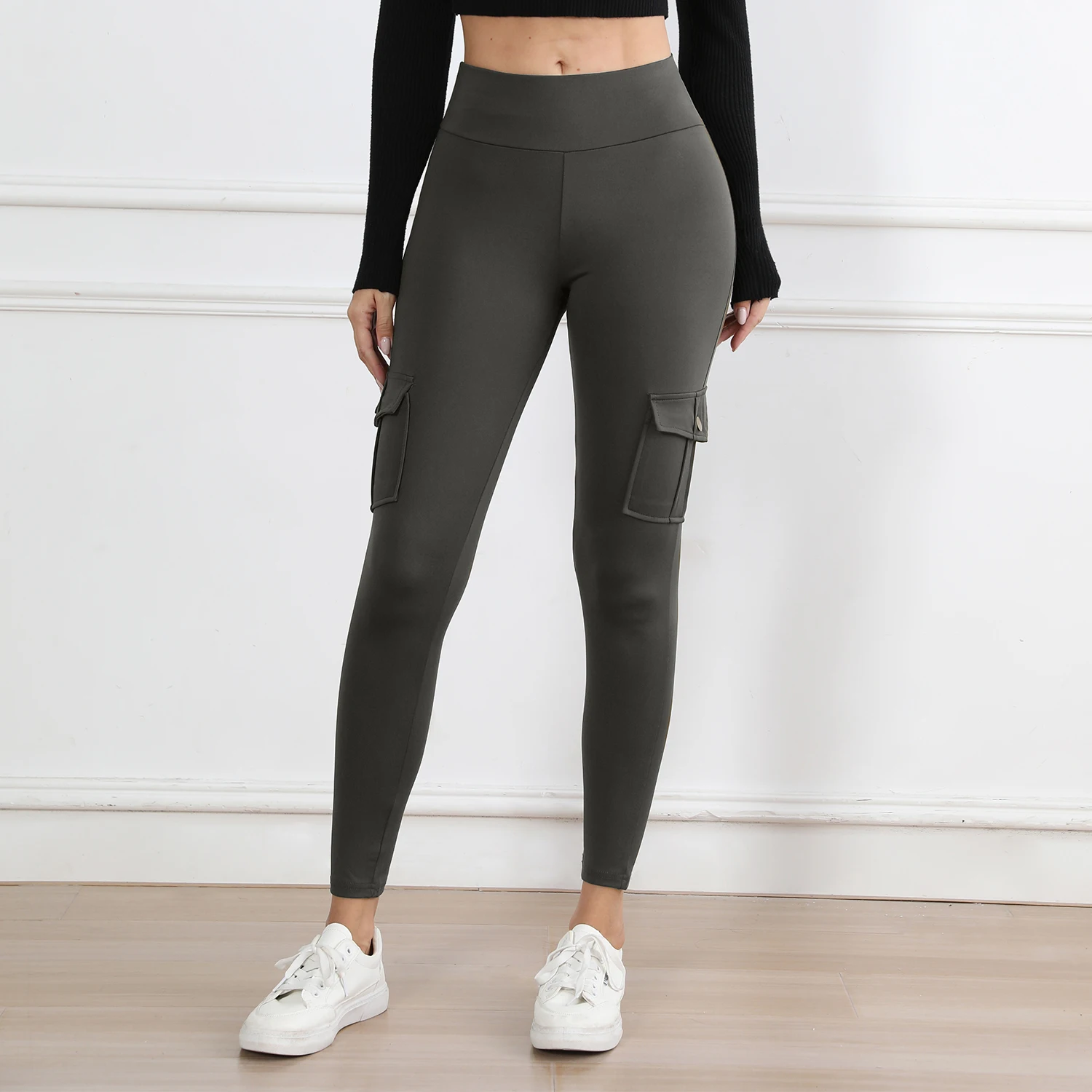Damen-Fitness-Leggings mit hoher Taille und Taschen – stilvolle und bequeme Stretch-Fitnesshose für Outdoor- und Sportaktivitäten