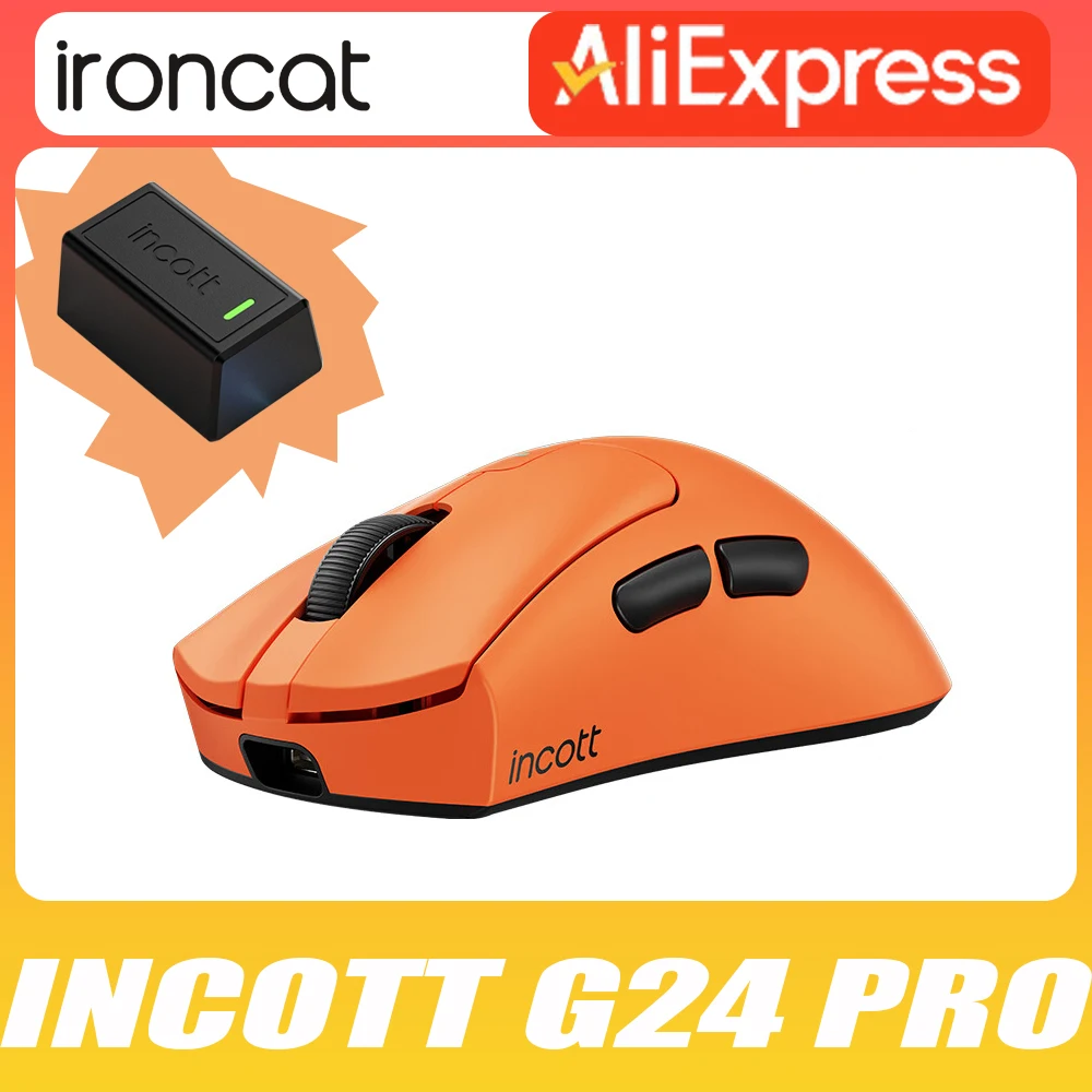 

Беспроводная мышь Incott G24 Pro 8k Paw3950, двойной режим быстрой зарядки