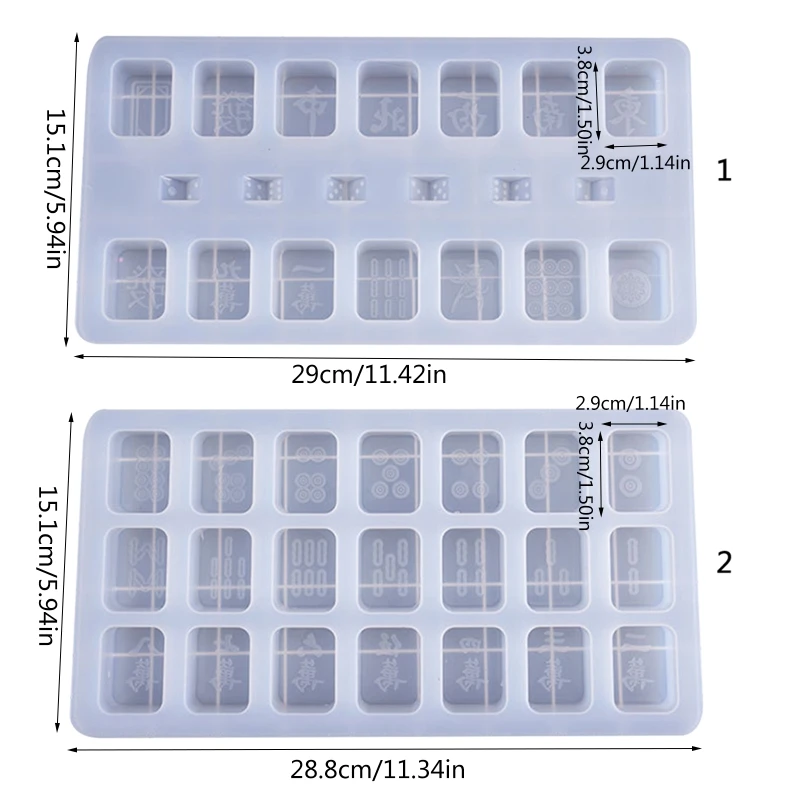 High Mirror Mahjong Shape Mold Chinese Mahjong DIY Baking Cake Mould Chocolate Ice Tray Resin Candle Clay Moulds