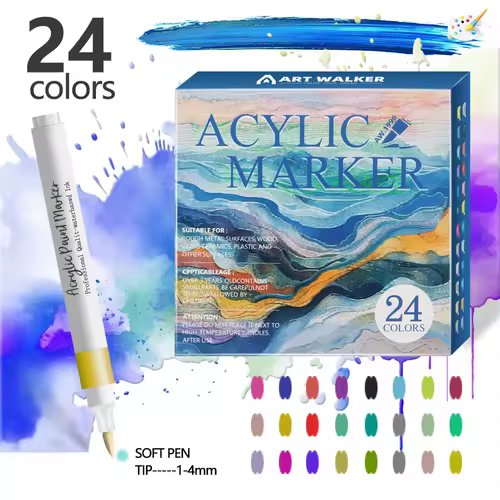 12/24 Colors Soft Headed Different Color Acrylic Marker Pen, Color Art Graffiti Pen, Waterproof, Opaque, Water-Based Soft Headed - Image 12