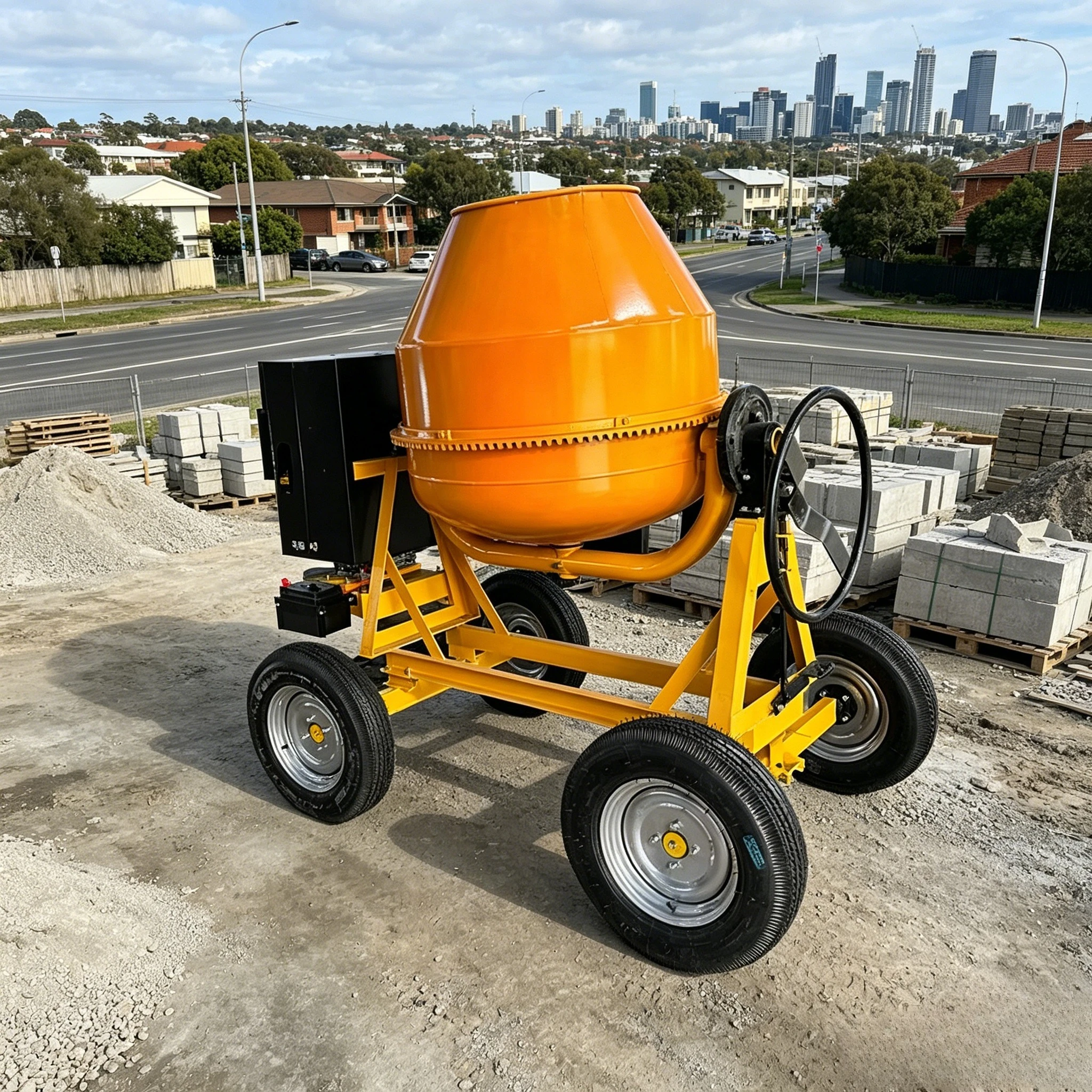 110V Concrete Mixing Drum Electric Cement Mixer Barrel 1/2HP Portable Concrete Mixer with Wheels for Small Jobs Customized
