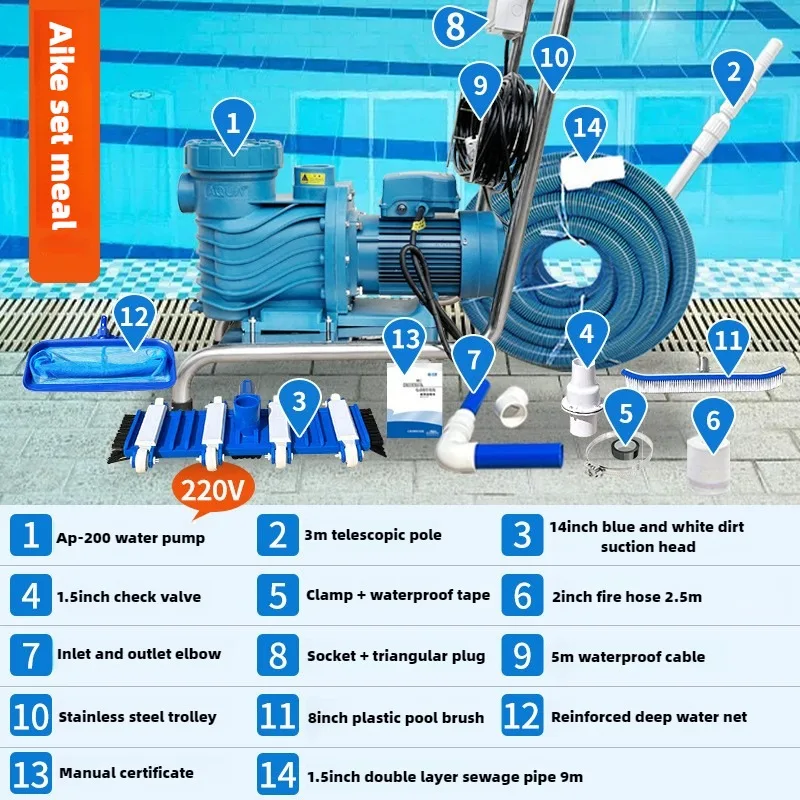 2025Pool Aspiradora Equipo de limpieza para herramientas y accesorios de limpieza de piscinas Limpiador de piscinas