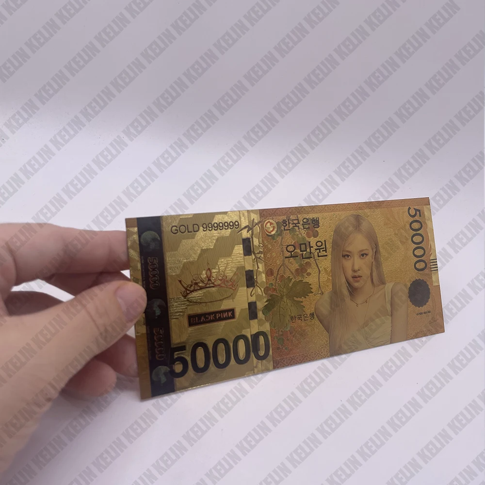 4 Beautiful Kpop Girls Group Music Bands South Korea Gold Banknote Cards Lisa Jisoo ROSE Jennie  for Fans Gifts