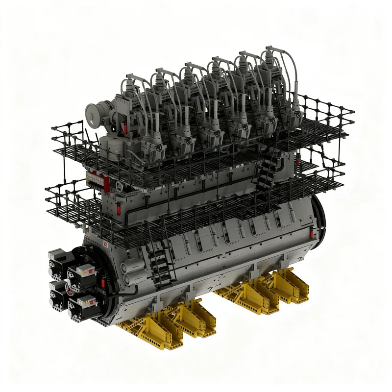10415pcs MOC Technical 2-Stroke Marine Diesel Engine MINDSTORMS Version Model Building Blocks Christmas Gift Collection Birthday