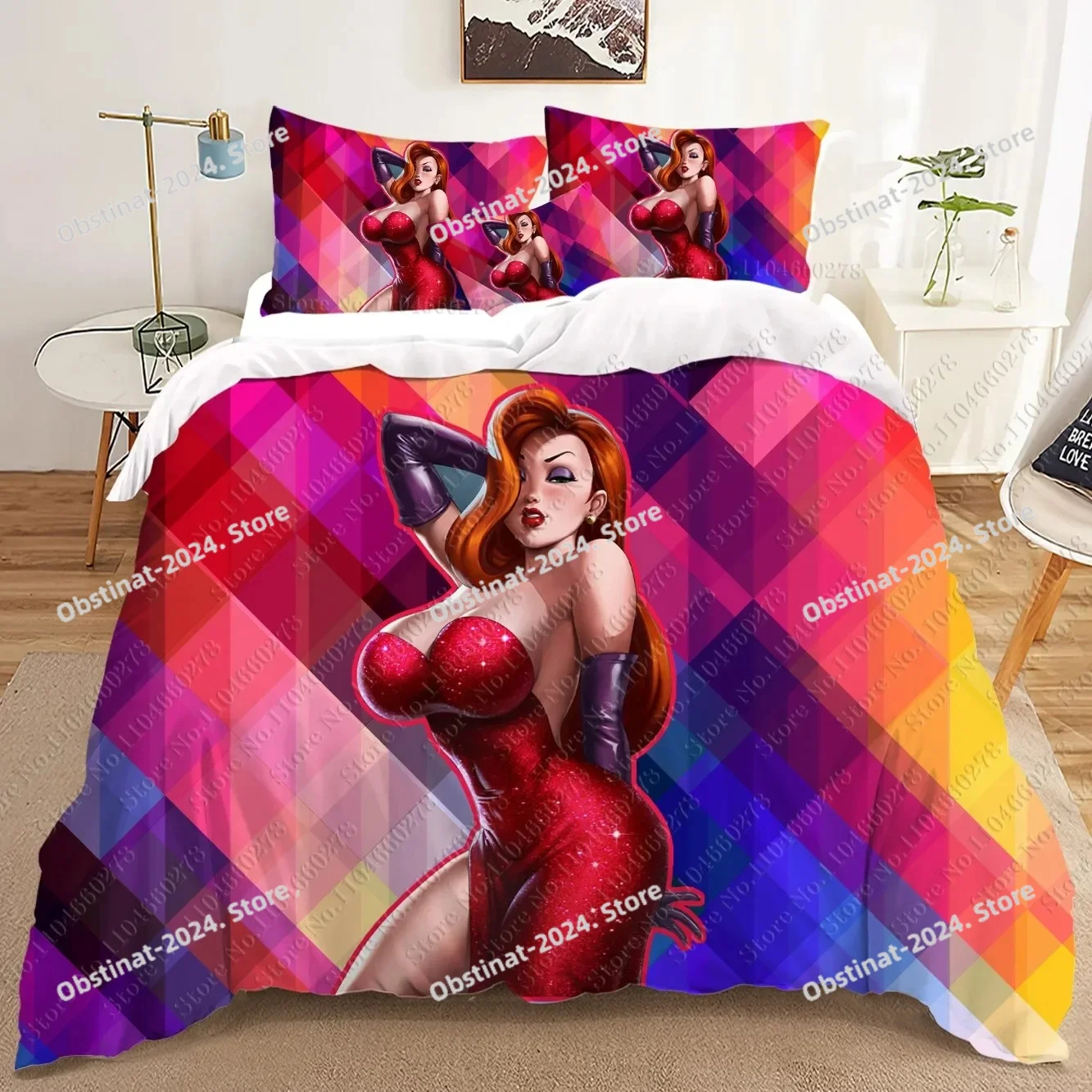 패션 제시카 래빗 3D 침구 세트 인쇄 이불 커버 성인 - Home Textiles Classic Fashion 리뷰 및 가격