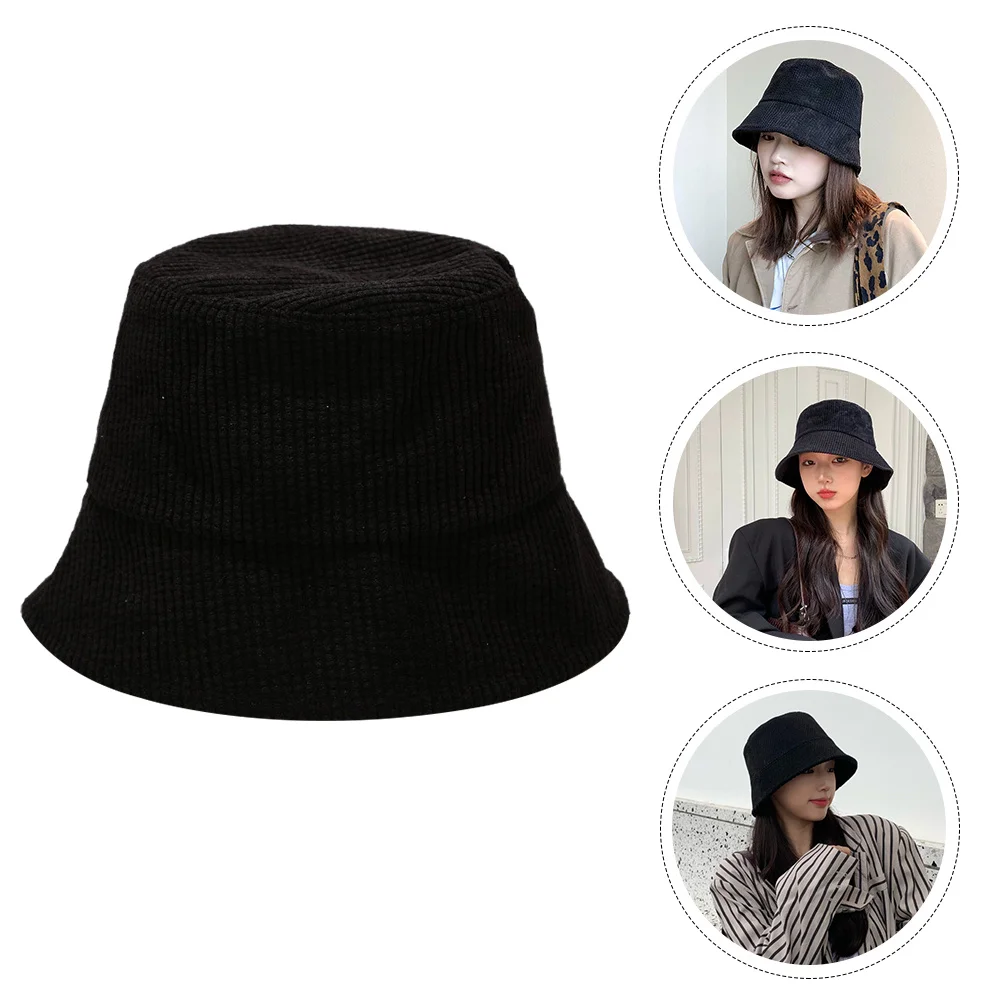 Corduroy Bucket Hat Fisherman Warm Autumn Winter Thick Soft Unisex Outdoor Casual Fashionable All-Match Sun Protection Cap