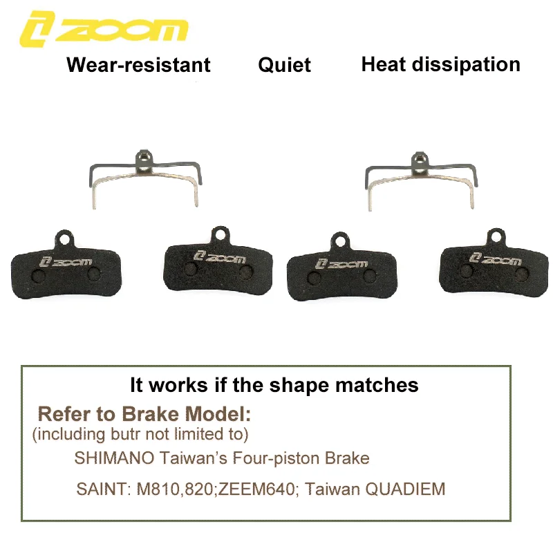1 Pair 4 Piston Hydraulic Bicycle Brake Pads for ZOOM HB876 SHIMANO D02S XT M9020 M8020 Saint M640 M800 M810 M820 M520 M420 876