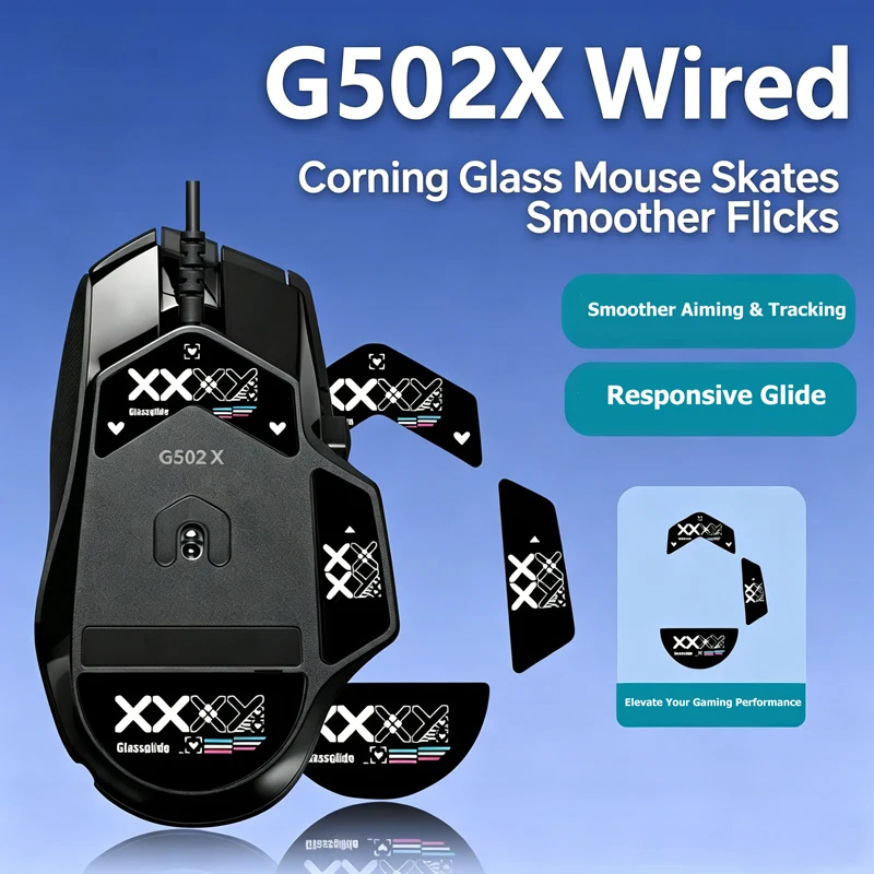 Ultra Strong Glass Mouse Skates Feet Compatible with Logitech G502 X Wired / G502 X Wireless Gaming Mouse Feet Replacement
