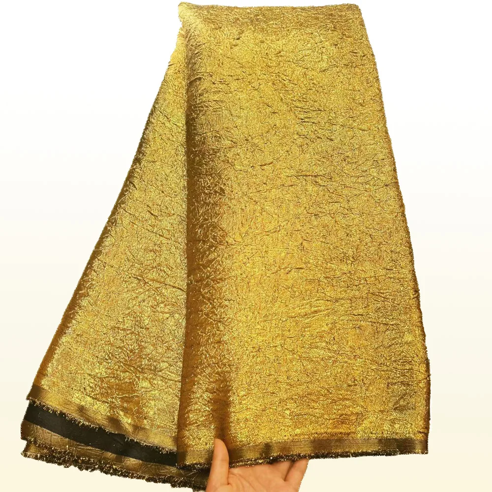 2025 High Quality Nigerian Damask Tissu Fabrics For Wedding Gold African Brocade Jacquard Lace Fabric