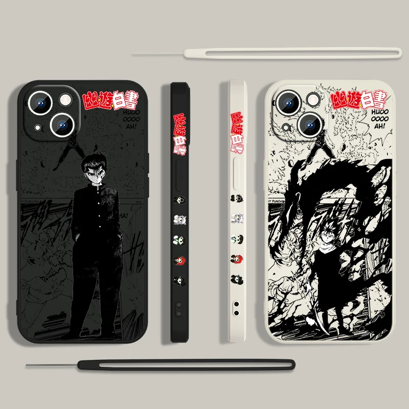 Yu Yu Hakusho Phone Case For Apple iPhone 15 14 13 12 11 Pro Max Plus 8 7 SE Liquid Left Rope Capa Cover