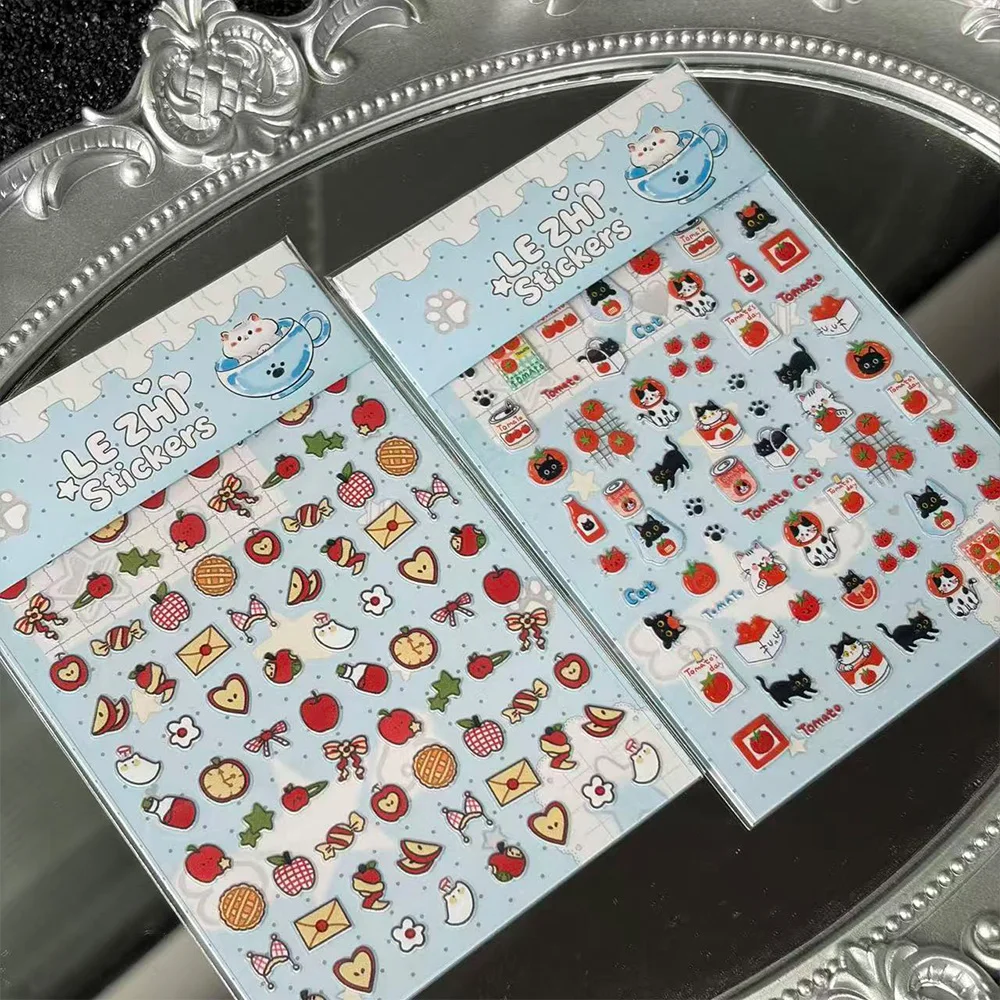Cute Colorful Fruit Tomato Cat Deco Mini Stickers Bow Ribbon Coquette Stickers Alphabet Heart Letter Stickers Die Cut Stickers