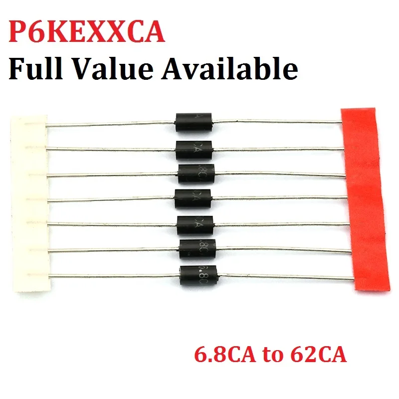 20PCS P6KE P6KE6.8CA 8.2CA 10CA 12CA 13CA 15CA 18CA 20CA 30CA 33CA 36CA 39CA 43CA 51CA 62CA TVS Diode P6KE P6KE18CA