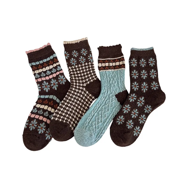 

2 Pairs of New Winter Socks for Women's Cashmere Wool Thickened Warm Women's Socks Japanese Fashion Harajuku Warm Long Socks