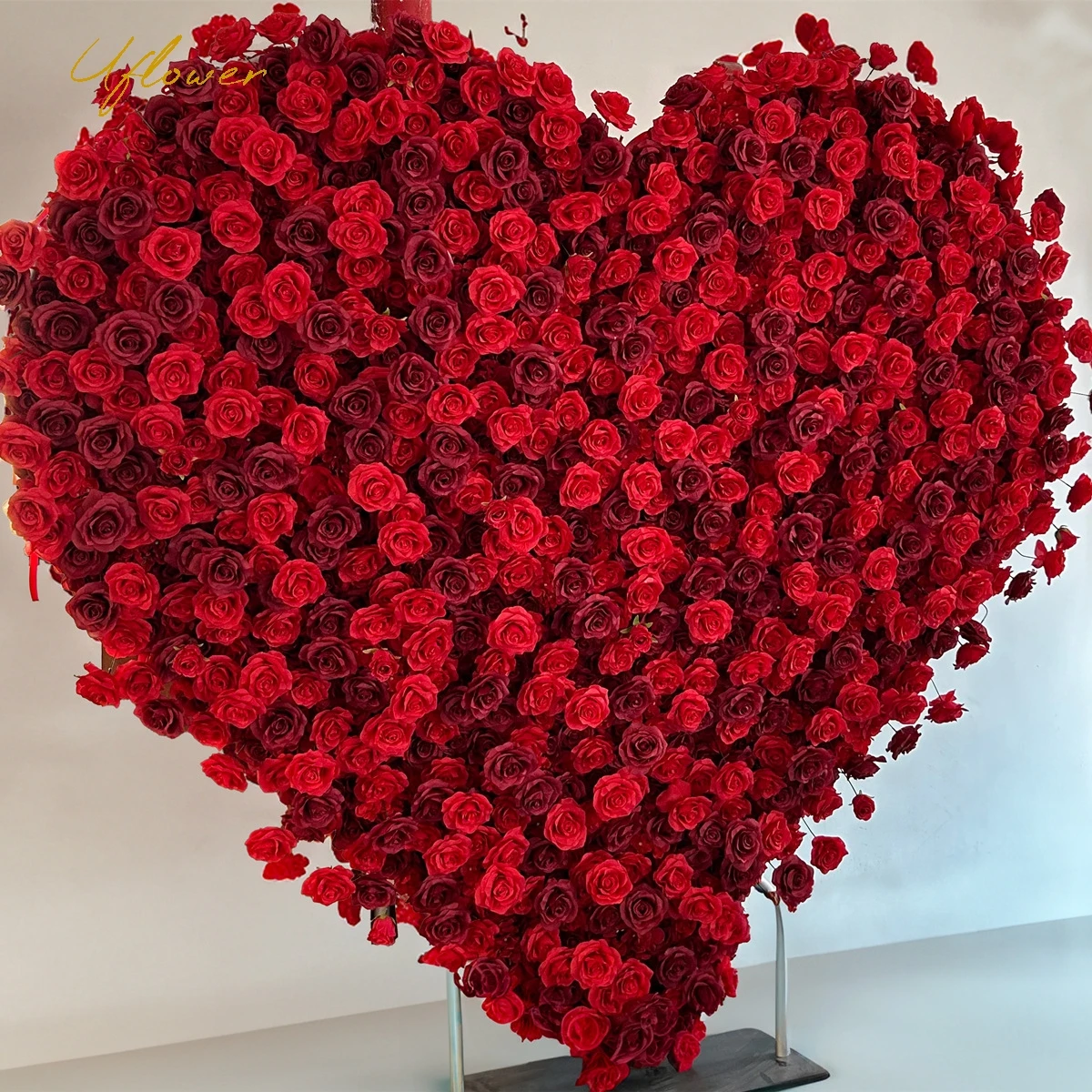 Luxury Wedding Red Rose 5D Artificial Flower Wall Heart Flower Arch Backdrop Floral Event Party Prop Floral Arrangement Decor