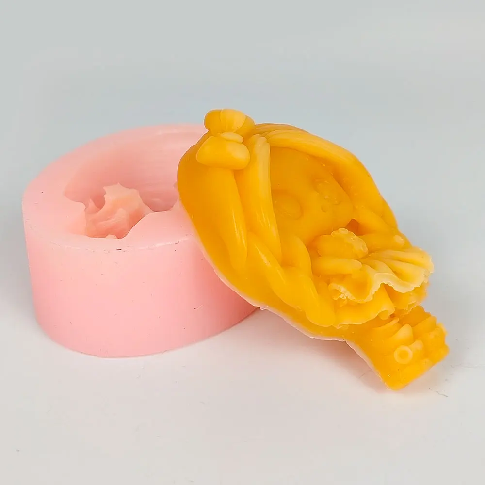 2D Little Girl Cute Shape Silicone Mold Cake Candle Soap Plaster Mould DIY Aroma Household Decoration Craft Tools 2