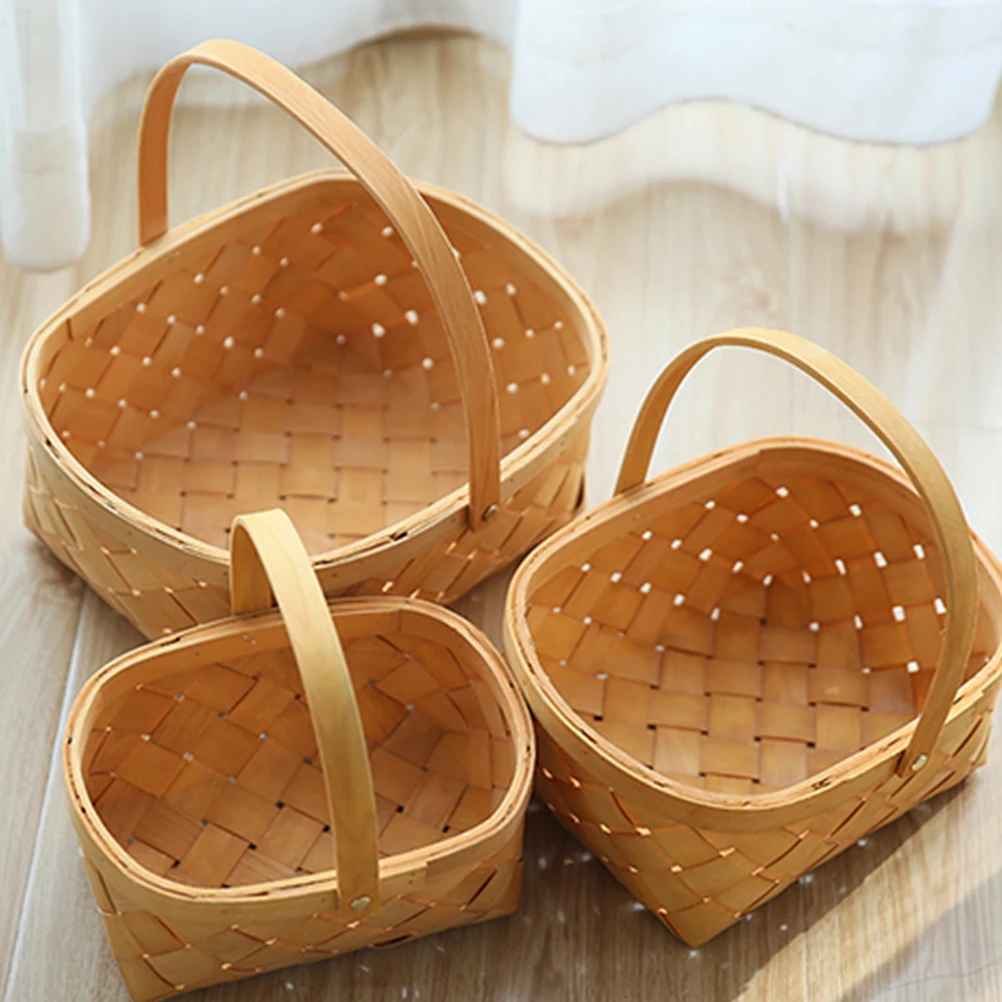 

Storage Basket Woven Woodchip Small for Organizing Baskets Wicker Organizer Wooden