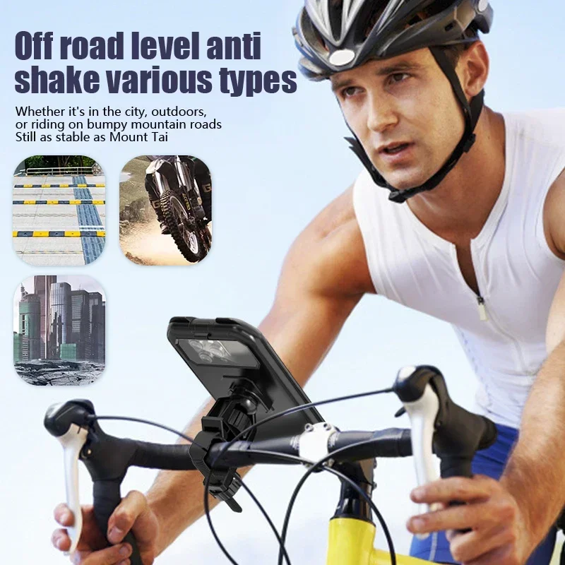 Motorcycle Bicycle Phone Holder Waterproof Rotating Adjustable GPS Stand For iPhone 16 Xiaomi Outdoor Riding Navigation Holder
