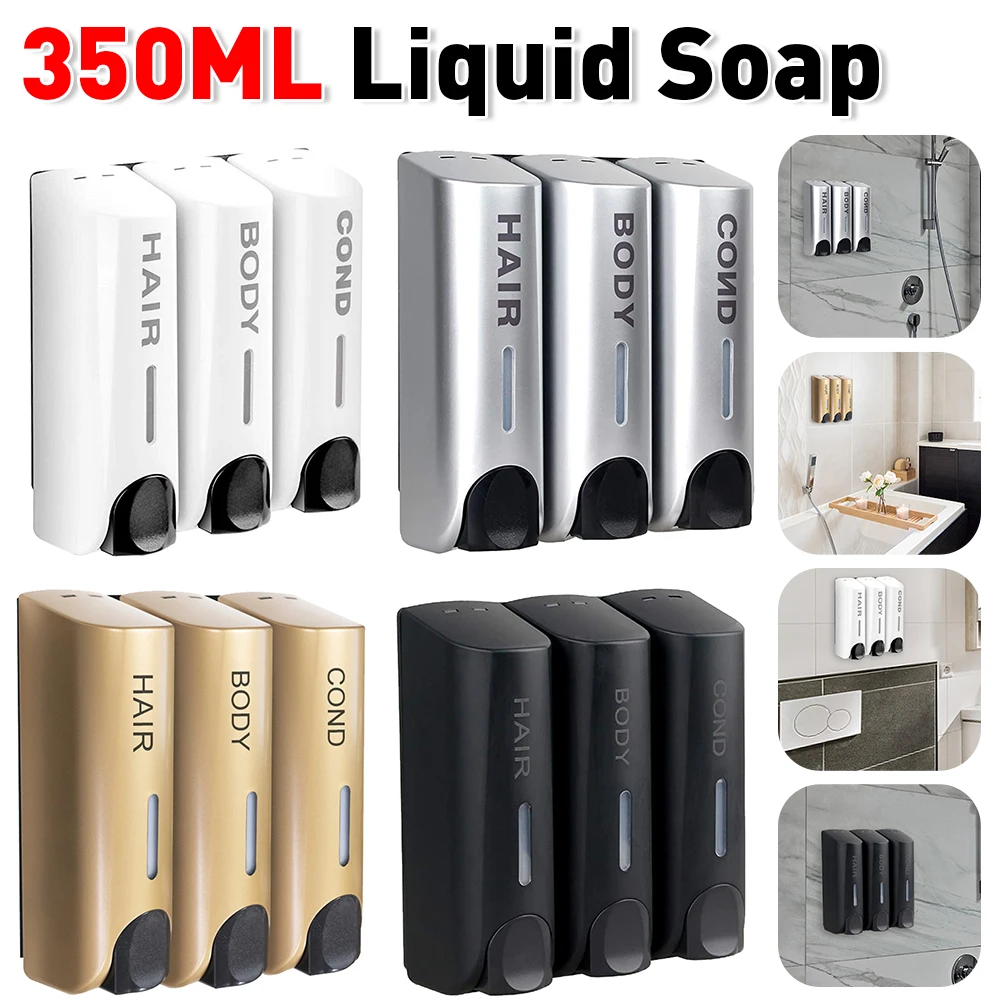 Triple 350ml Soap Automatic Dispenser Wall-mount Shower Bath Shampoo Dispenser Liquid Soap Container Bathroom Accessories