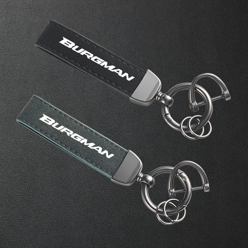 

For Suzuki BURGMAN 650 400 125 200 250 AN650 AN400 AN125 AN200 Motorcycle Keyring High-Grade Leather Suede Keychain Accessories