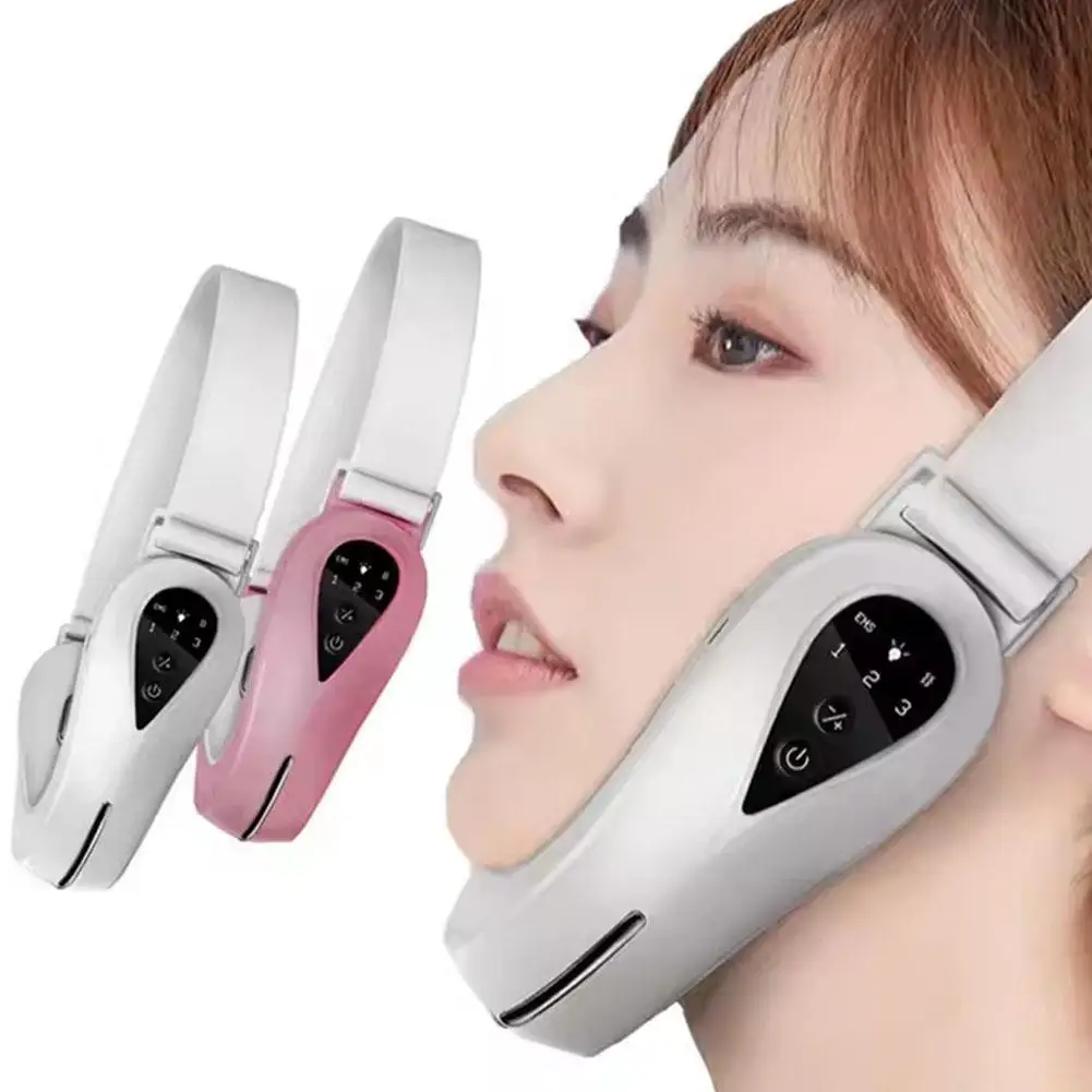 Electric V-Face Lifter EMS Facial Massage Belt Double Chin Remover LED 3Modes Firming Beauty Device with Remote Control