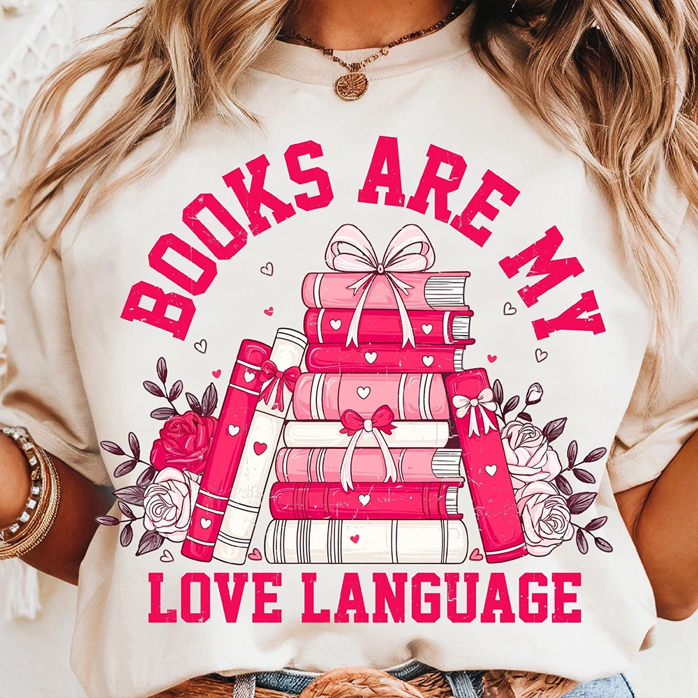 All Booked for Valentine’s Day Sweatshirt Valentine Coquette Shirt Book Lover Casual Roundneck Fleece Sweatshirt Y2K Streetwear