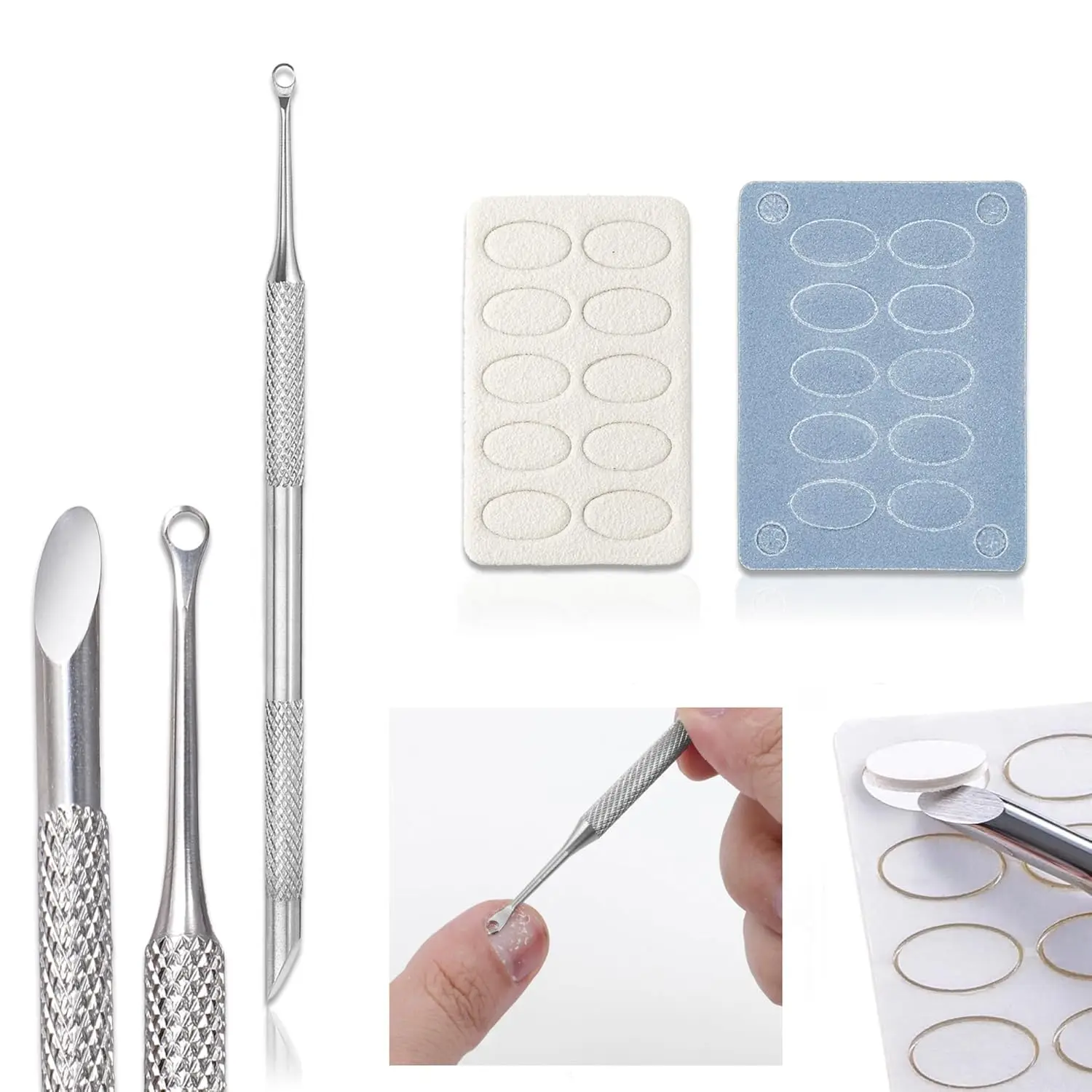 New Nail Double-ended Use Stainless Steel Circle Beveled Head Cuticle Pusher Remover Manicure Sticks Tool Nail Art Tool