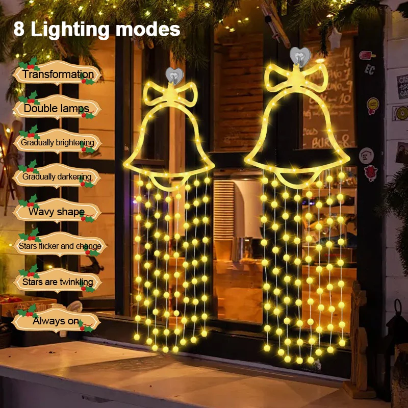 Christmas LED Light Strings Bell Hanging Decoration Christmas Tree Decoration Birthday Party Multi-color Atmosphere Light String
