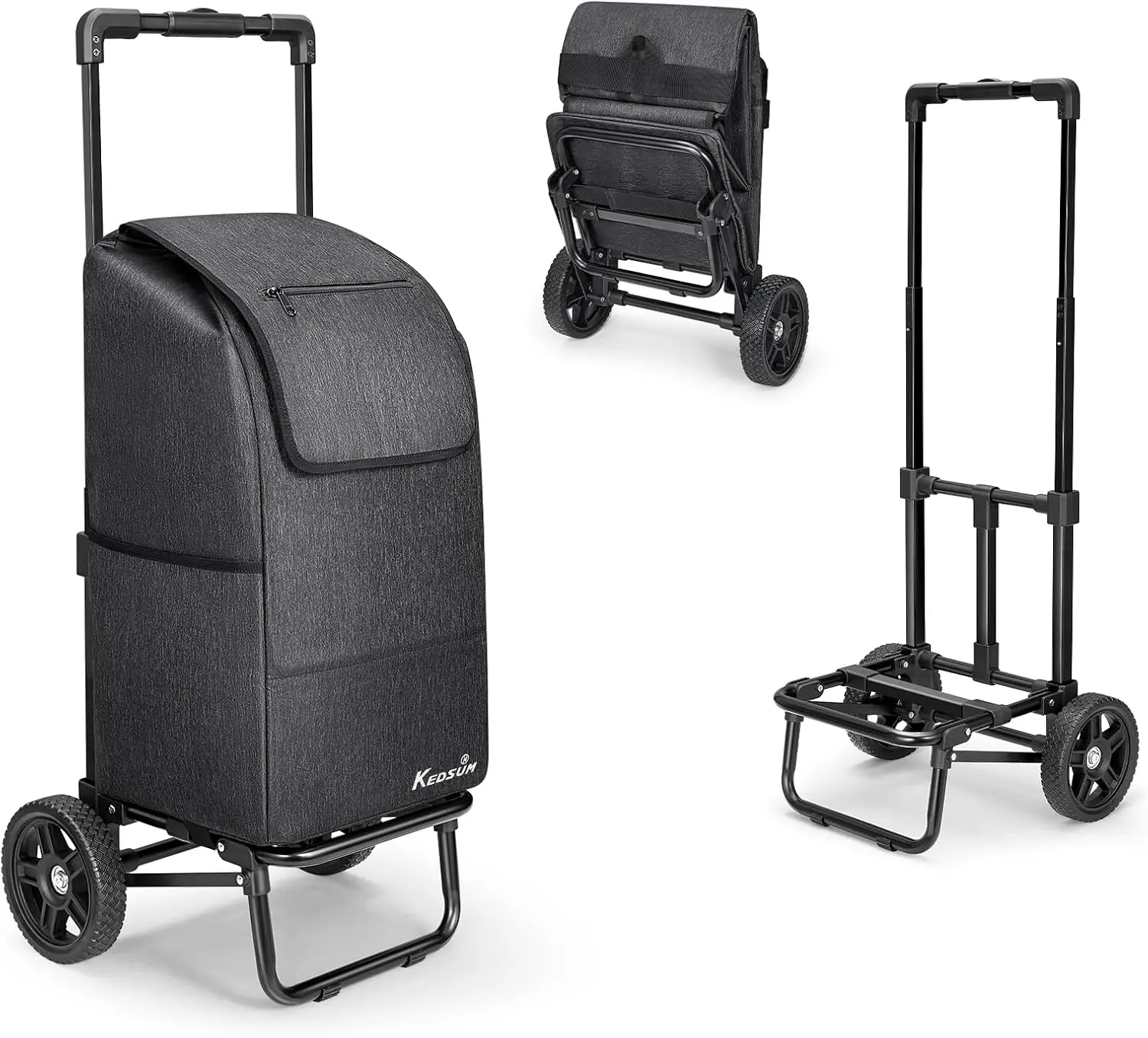 

2-in-1 Foldable Grocery Cart with Wheels, 330 lbs Capacity, Waterproof Tote Bag for Shopping, Laundry, and Outdoor Use