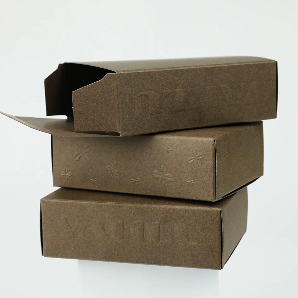 

Custom Friendly Cosmetic Box Embossing logo Kraft Paper Cardboard Perfume Essential Oil Gift Packaging Box