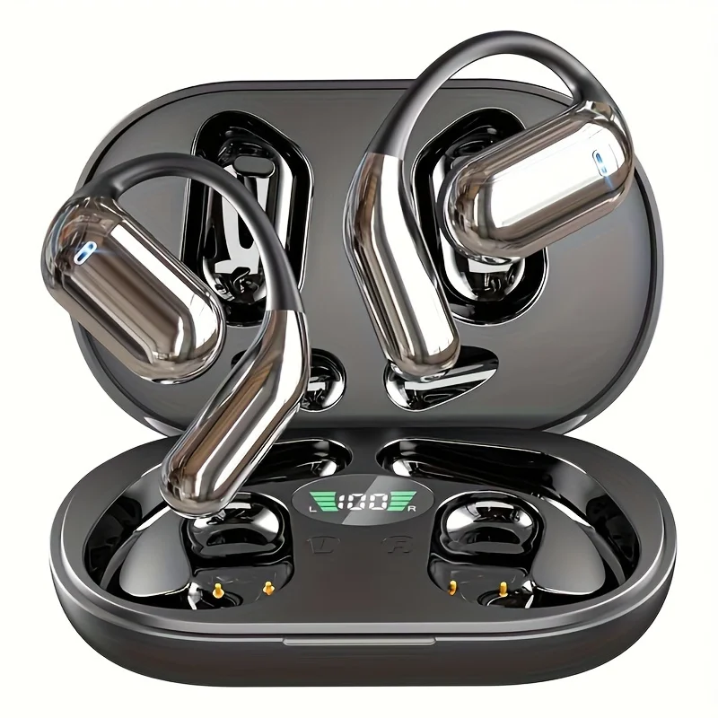 Open-back Earbuds，BeltLEDDisplay Screen，60Hourly Playback，Premium Sound Quality True Wireless Open-Ear Earbuds，Suitable