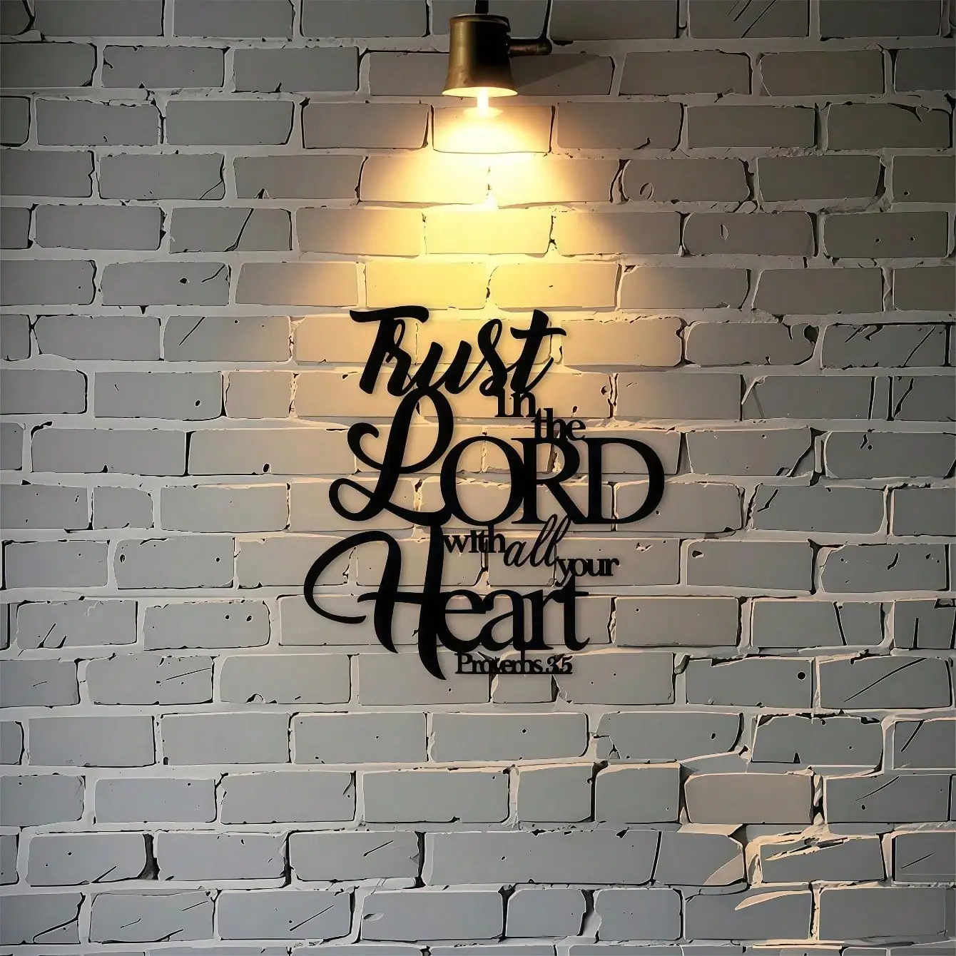 CIFBUY Iron Wall Art Trust In The Lord Black Waterproof Metal Sculpture For Living Room Bedroom Entryway Hanging Decor Gift