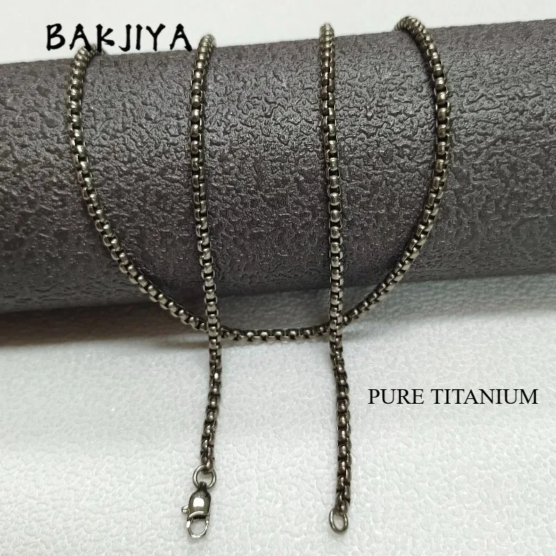 New Premium Pure Titanium Square Box Chain Necklace for Men Women, Lightweight No Rust Hypoallergenic Titanium Chain 3mm Width