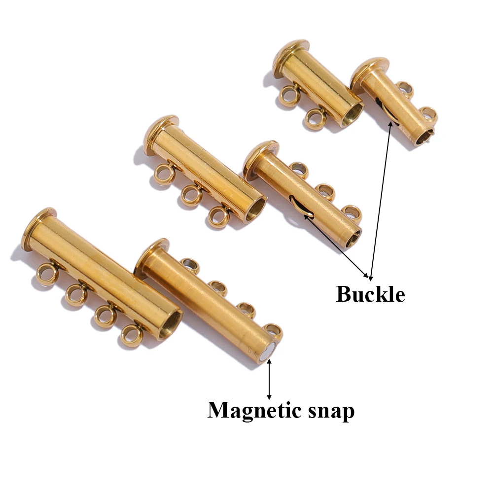 3 Stück Edelstahl-Magnetverschlüsse mit 4 Schlaufen für DIY-Schichtketten, Schmuckherstellung, Armband-Verbinder – Detail 3