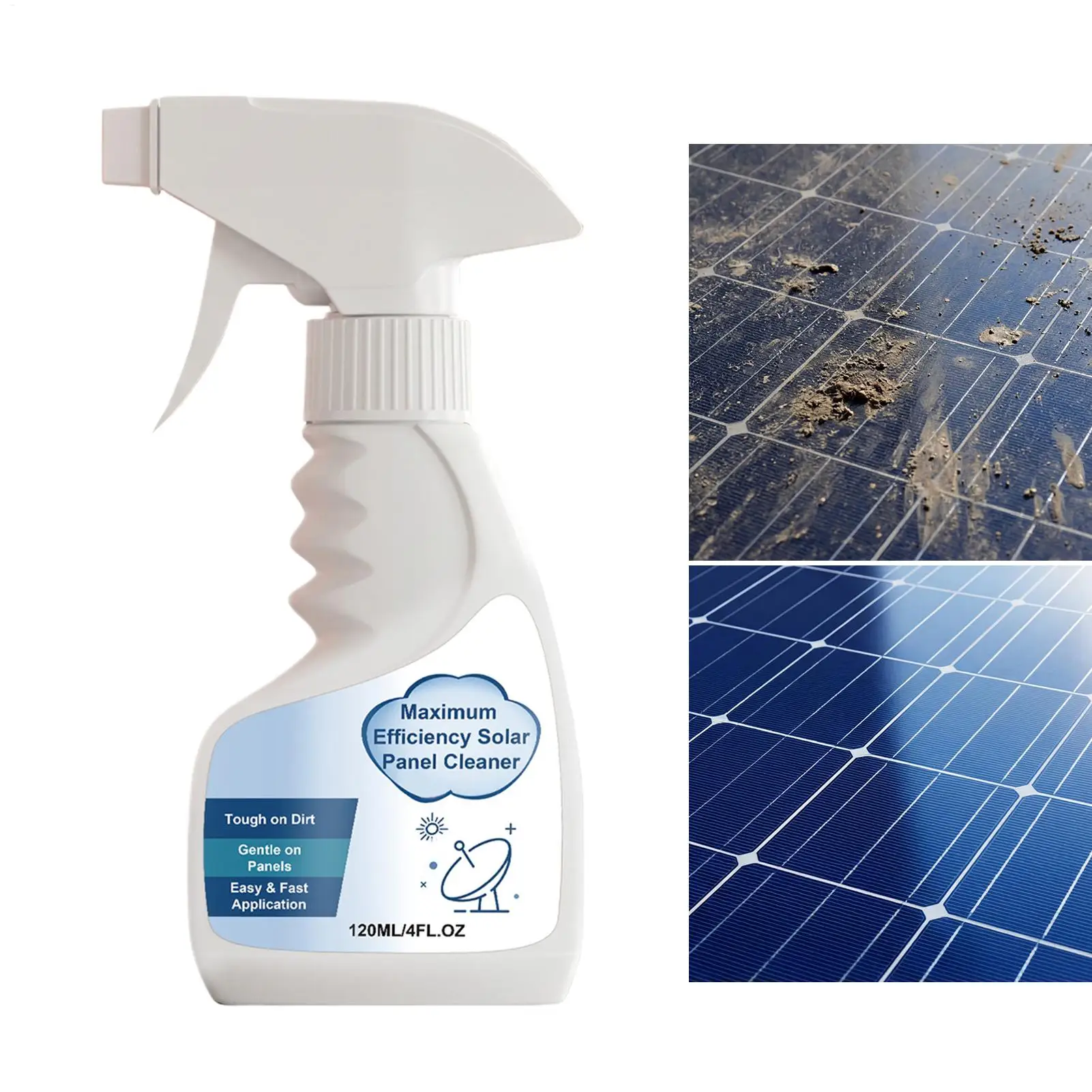 Solar Panel Cleaner 120ml Scratch-Free Protective Formula Removes Oils Dirt Grime For Glass & Frames, Home, RV, Boat