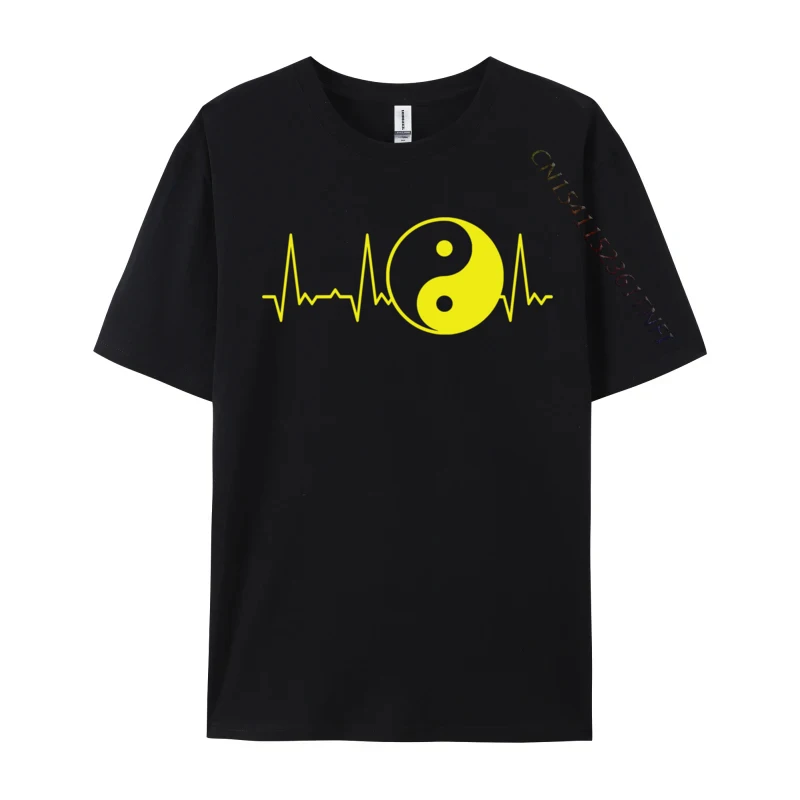 Heartbeat Yin Yang Fitness Tight Premium Cotton Tees For Men Casual T-Shirt Casual New Design Crewneck Top T-Shirts Top Quality