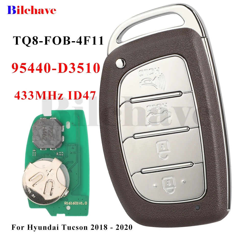 jingyuqin 433MHz ID47 95440-D3510 4 Buttons Smart Car Key For Hyundai Tucson 2018 2019 2020 Remote Keyless Card TQ8-FOB-4F11